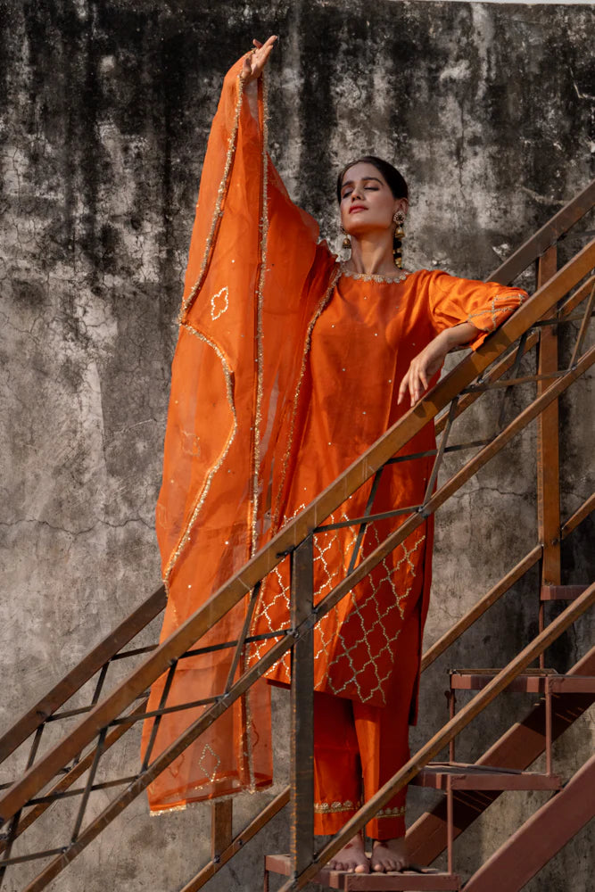 Rust Straight Kurta Set