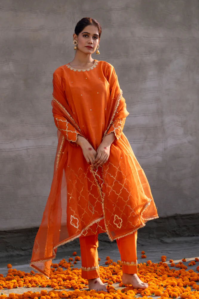 Rust Straight Kurta Set
