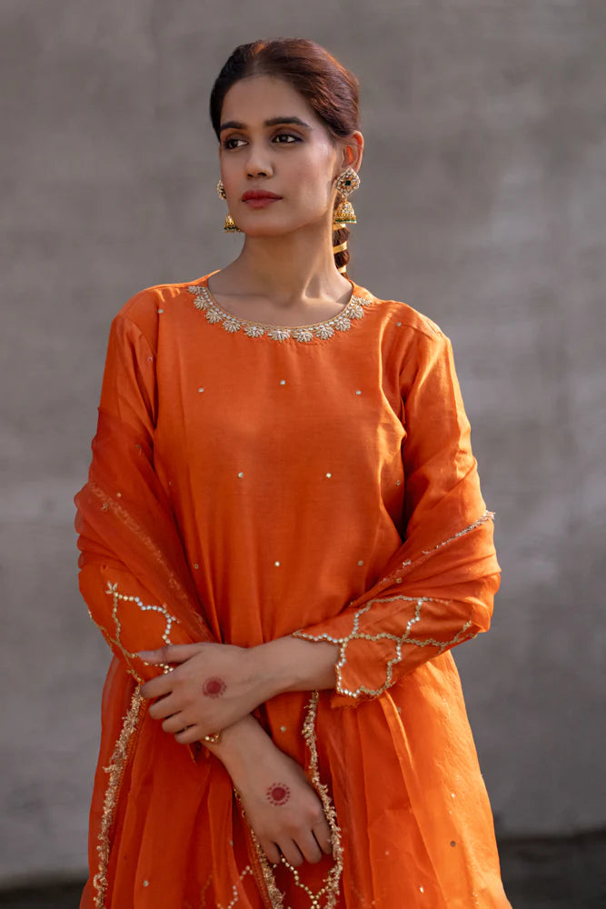 Rust Straight Kurta Set