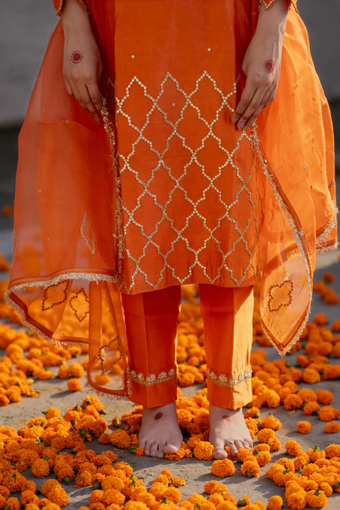 Rust Straight Kurta Set