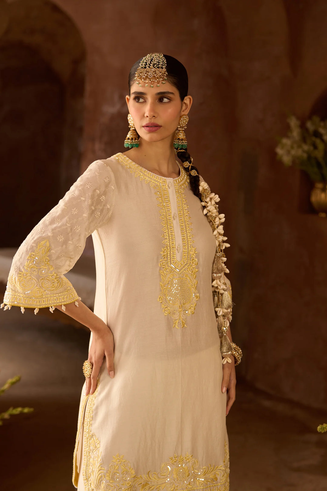 Ruhi - Daisy Ivory With Lemon Yellow Short Kurta And Dhoti