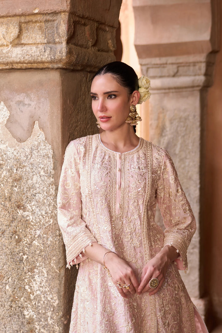 Saboor - Pink Short A-line Kurta With Straight Pants And Dupatta