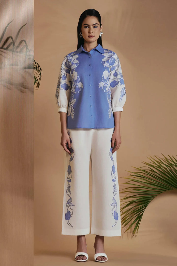 Origani Blue Ivory Petal Safari Co-ord Set
