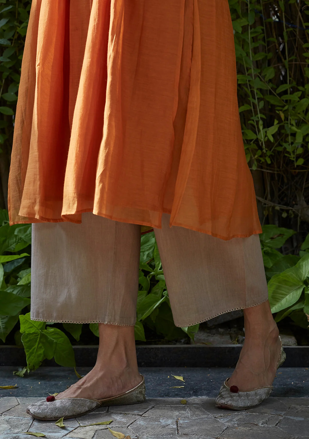 Saffron Tagai Work Kurta Set