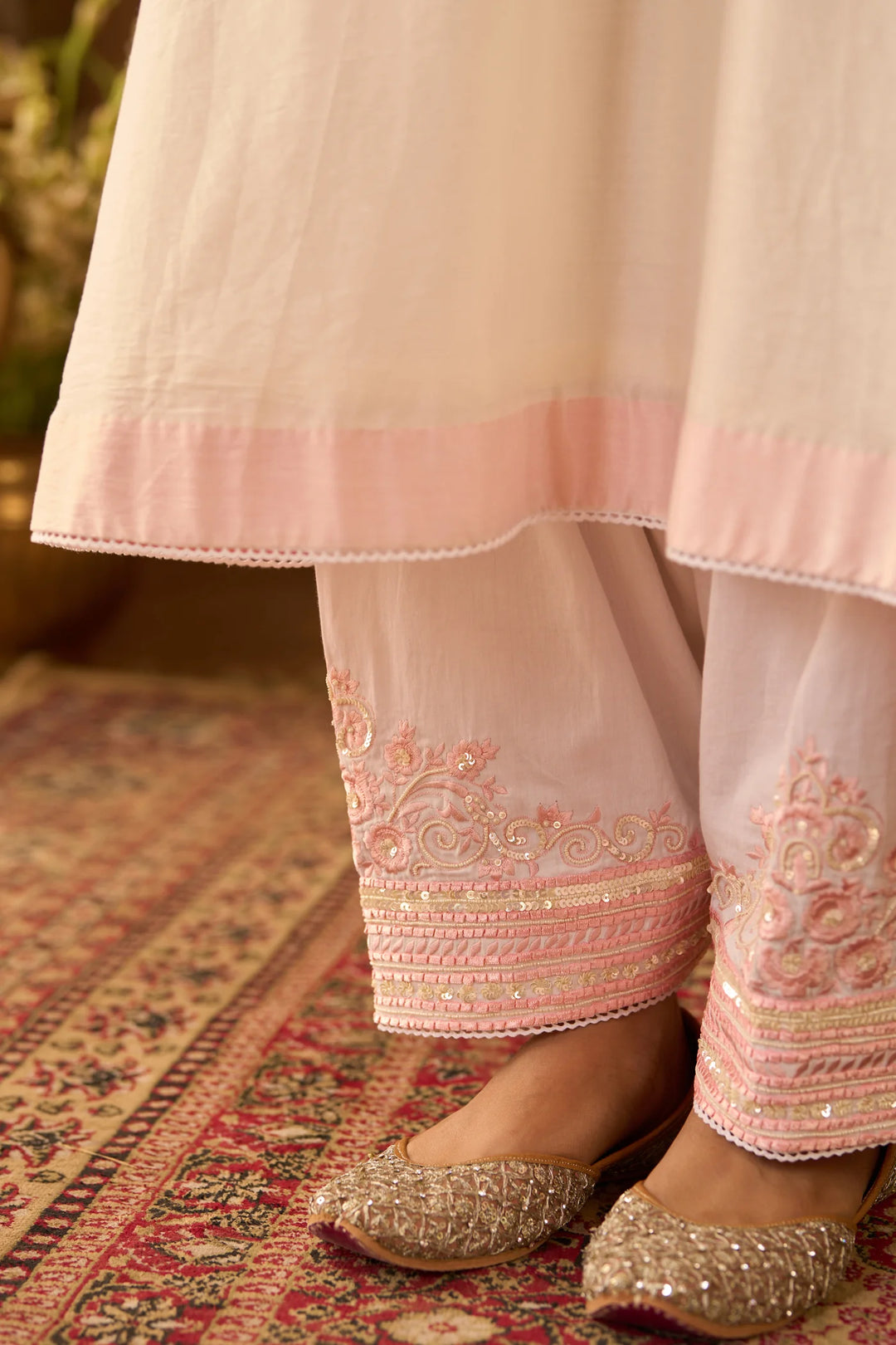 Sahabat - Daisy Ivory With Pink Kaaftan With Salwar