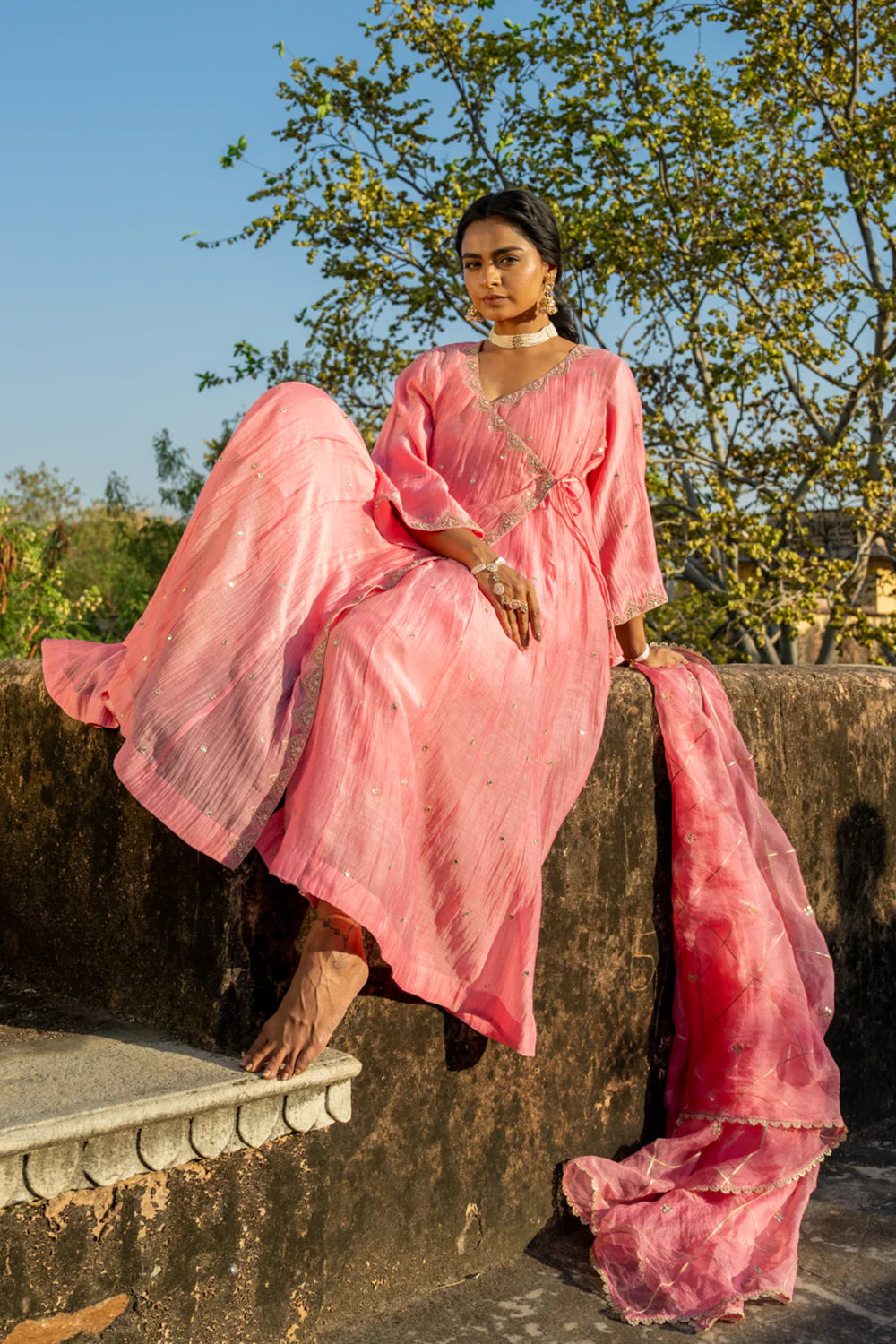 Pink Angrakha Set