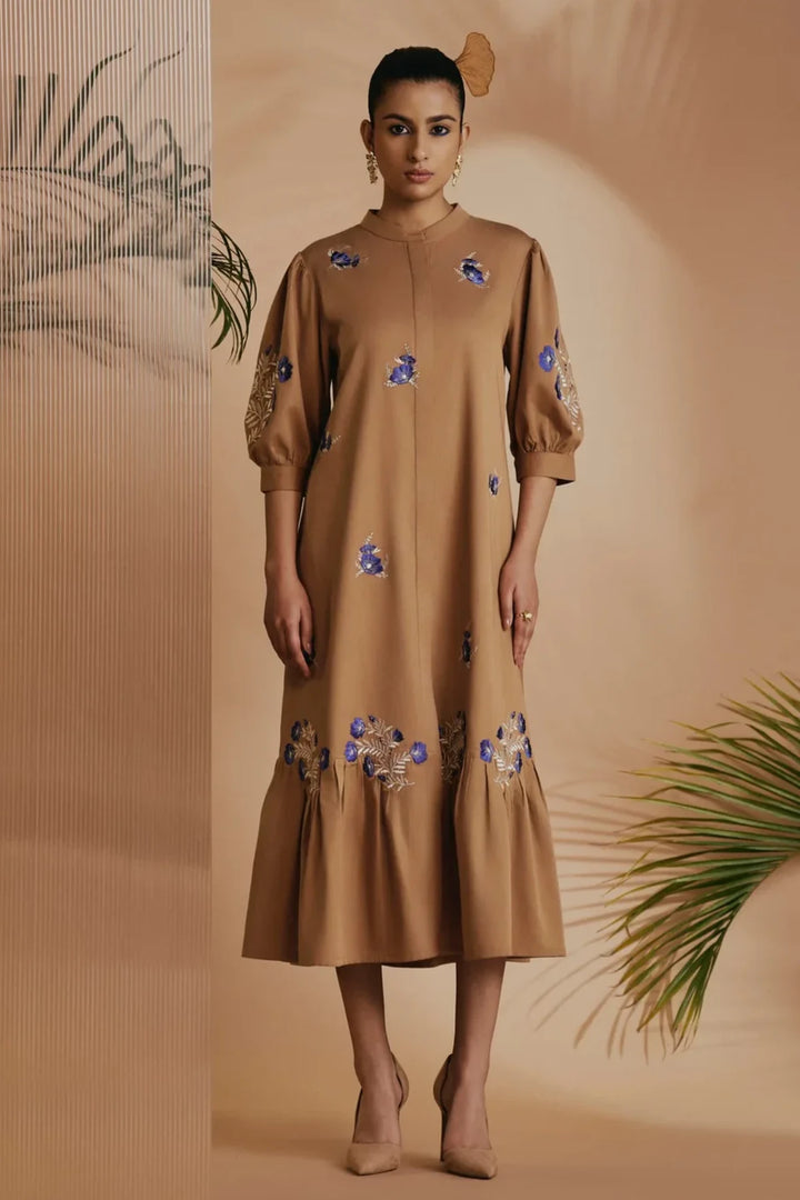 Origani Brown Savanna Midi Dress