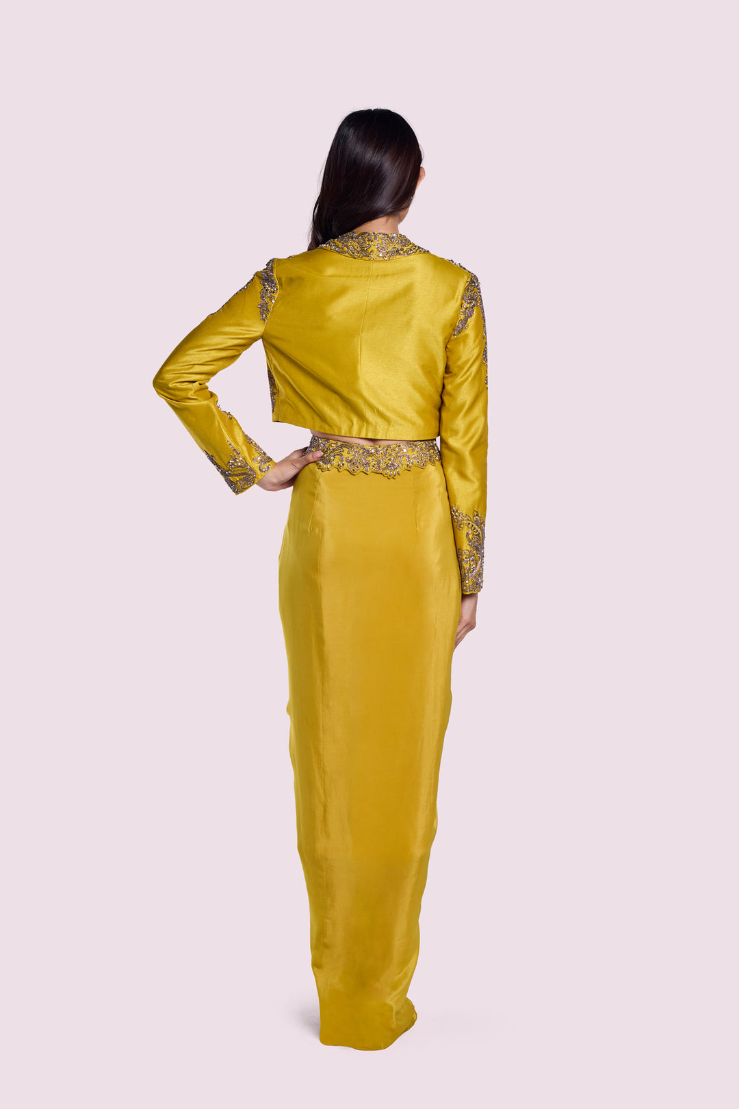 Silk blazer and dhoti skirt co-ord