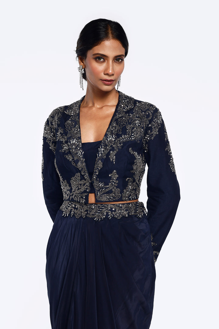 Silk Blazer And Dhoti Skirt Co-Ord