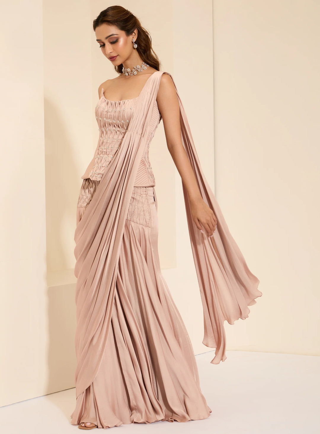 Silken Blush Corset & Drape