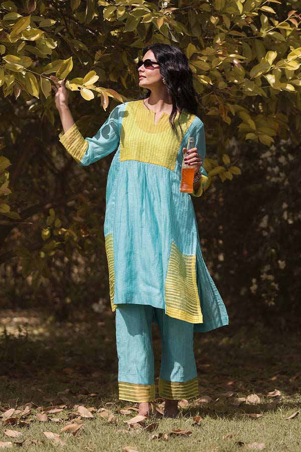 Sky Blue Pintek Co-ord Set