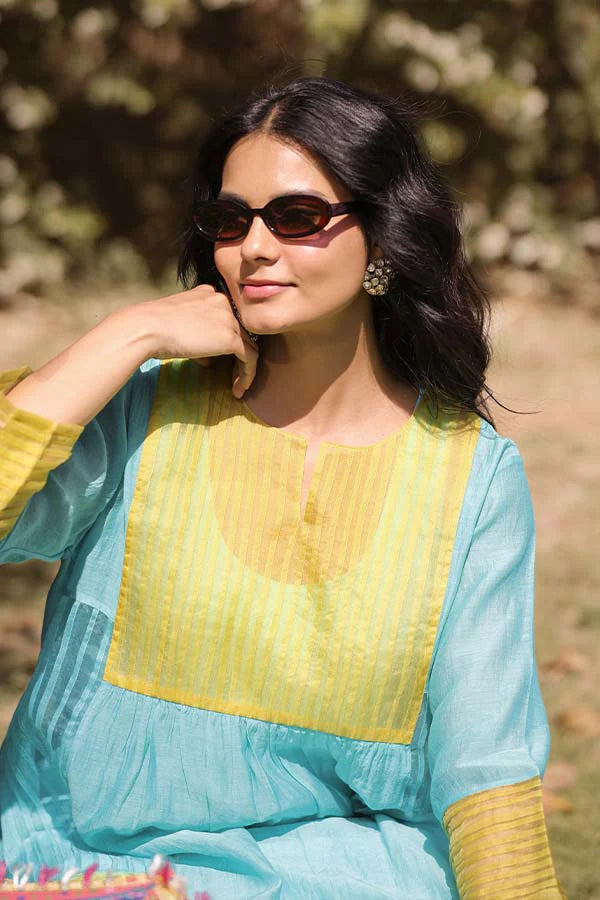 Sky Blue Pintek Co-ord Set