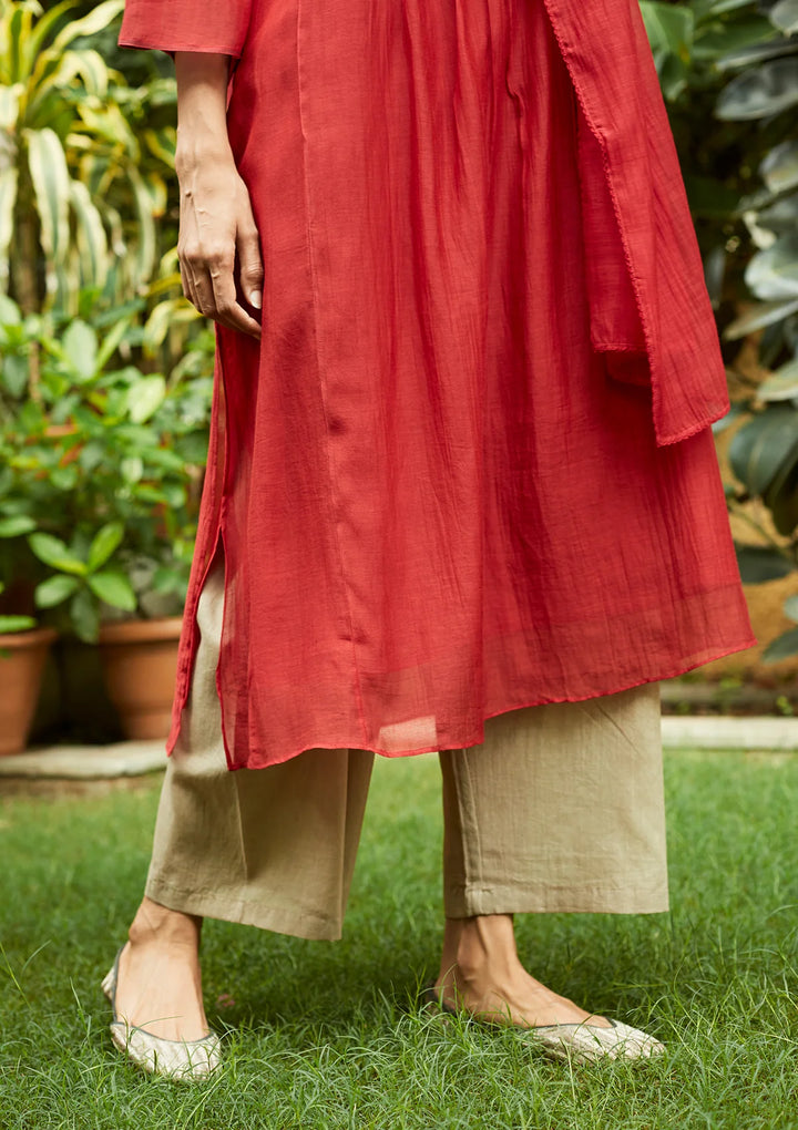 Scarlet Tagai Work Kurta Set