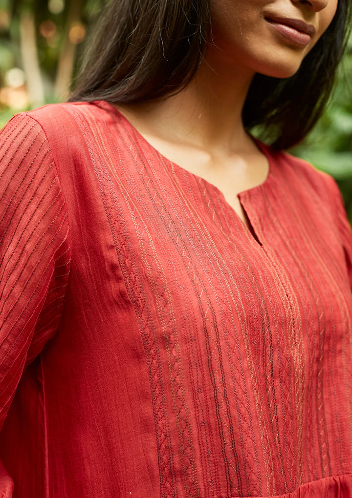 Scarlet Tagai Work Kurta Set