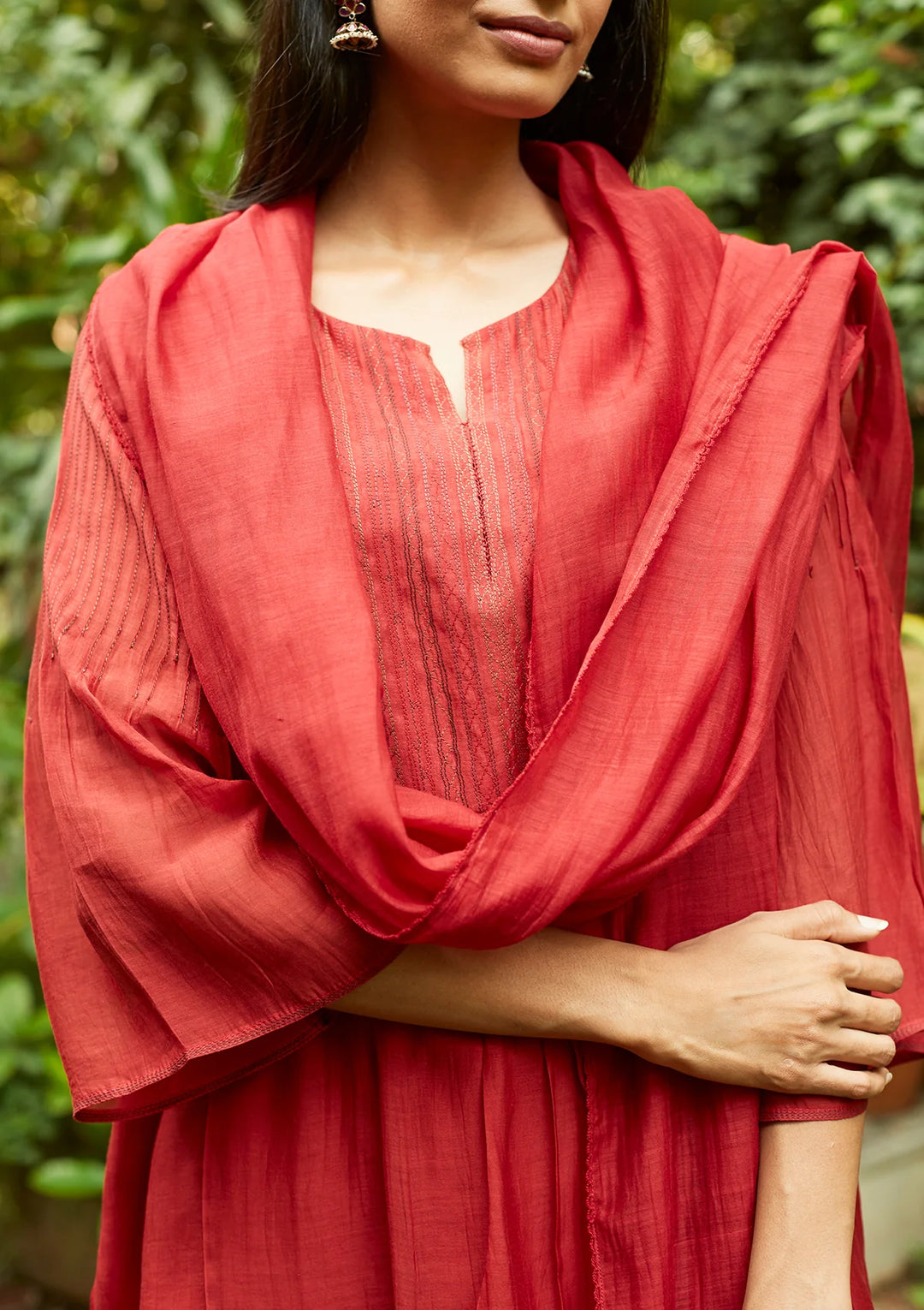 Scarlet Tagai Work Kurta Set