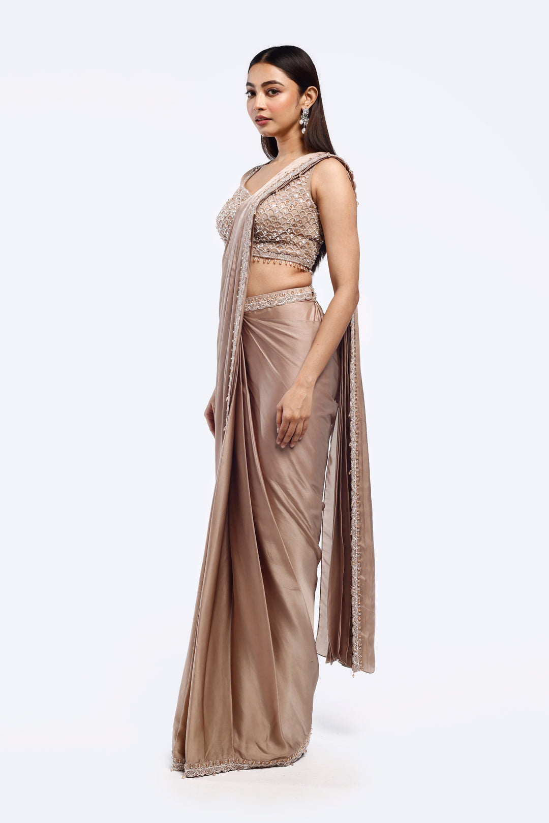 Scallop Crepe Drape Saree