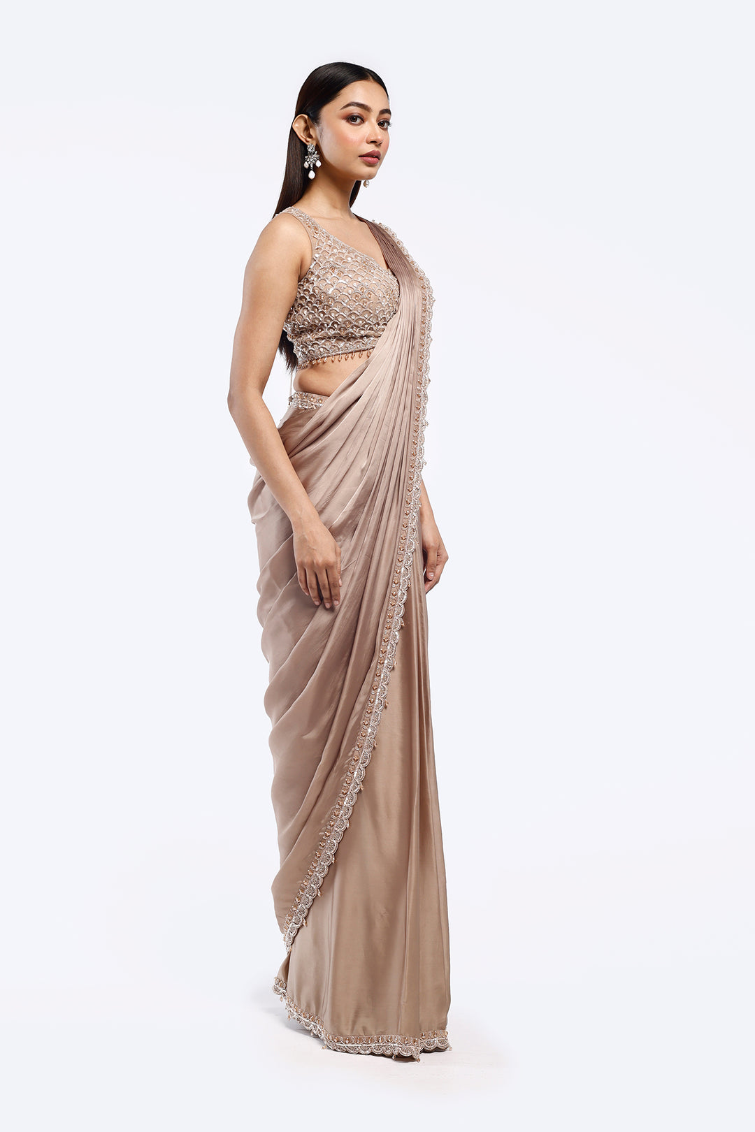 Scallop Crepe Drape Saree