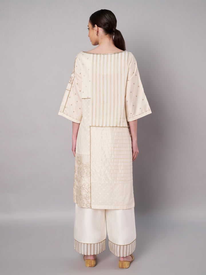 Spring Collage Kurta Set - Ivory