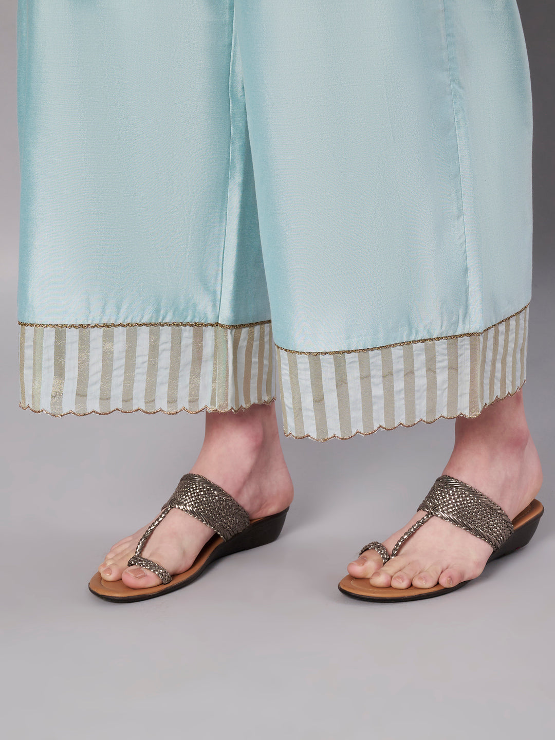 Spring Collage Kurta Set - Ice Blue
