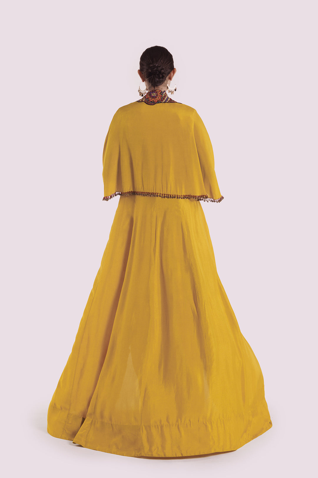 Silk co-ord set with thread embroidered longline jacket