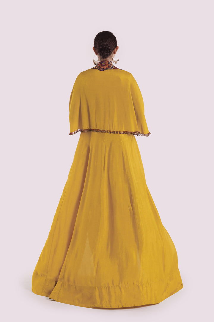 Silk co-ord set with thread embroidered longline jacket