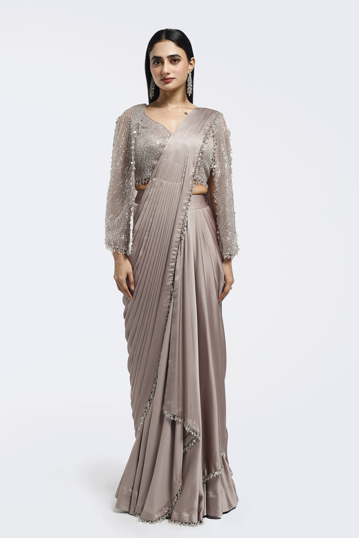 Short Cape Sleeve Drape Saree