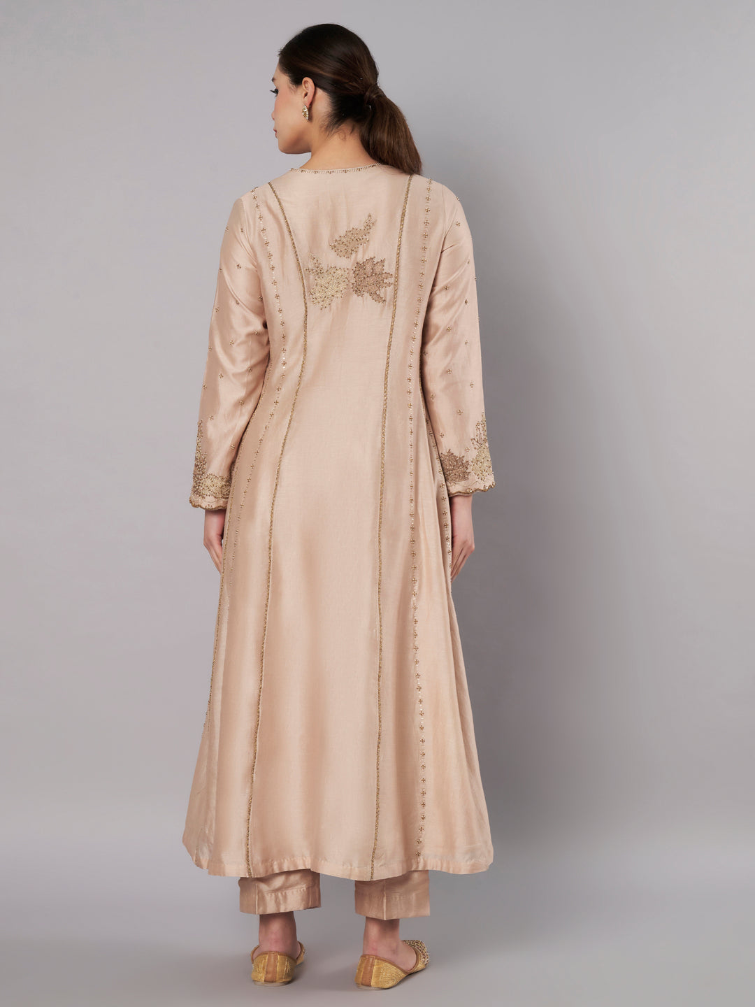 Spring Halo Anarkali Set - Champagne