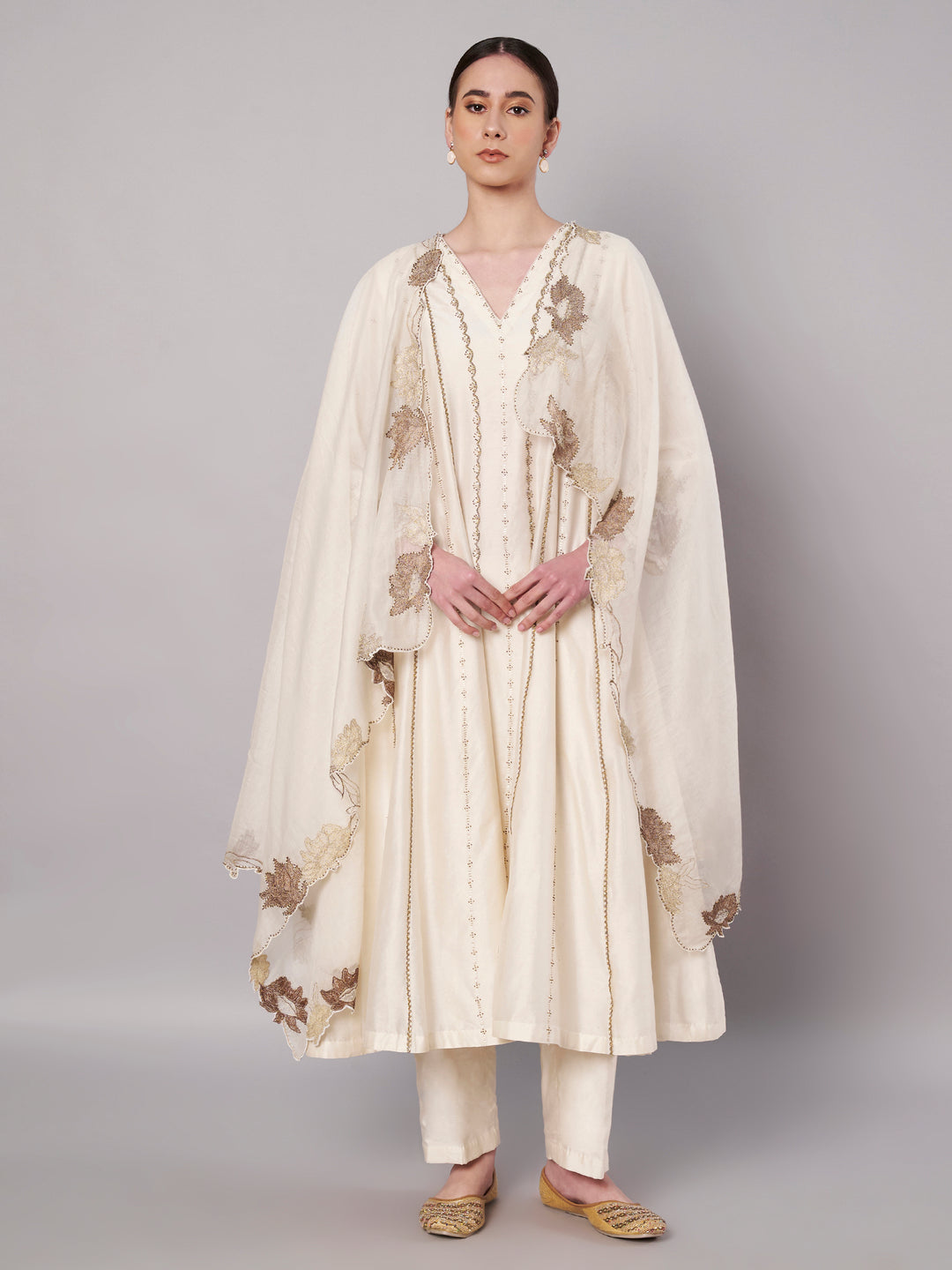 Spring Halo Anarkali Set - Ivory