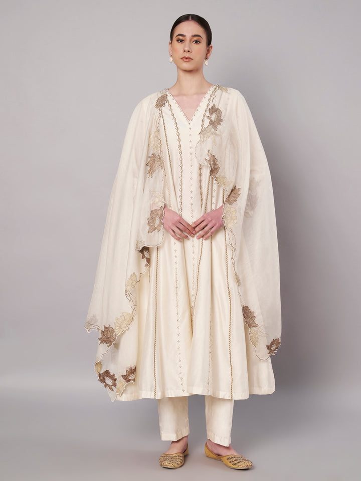 Spring Halo Anarkali Set - Ivory