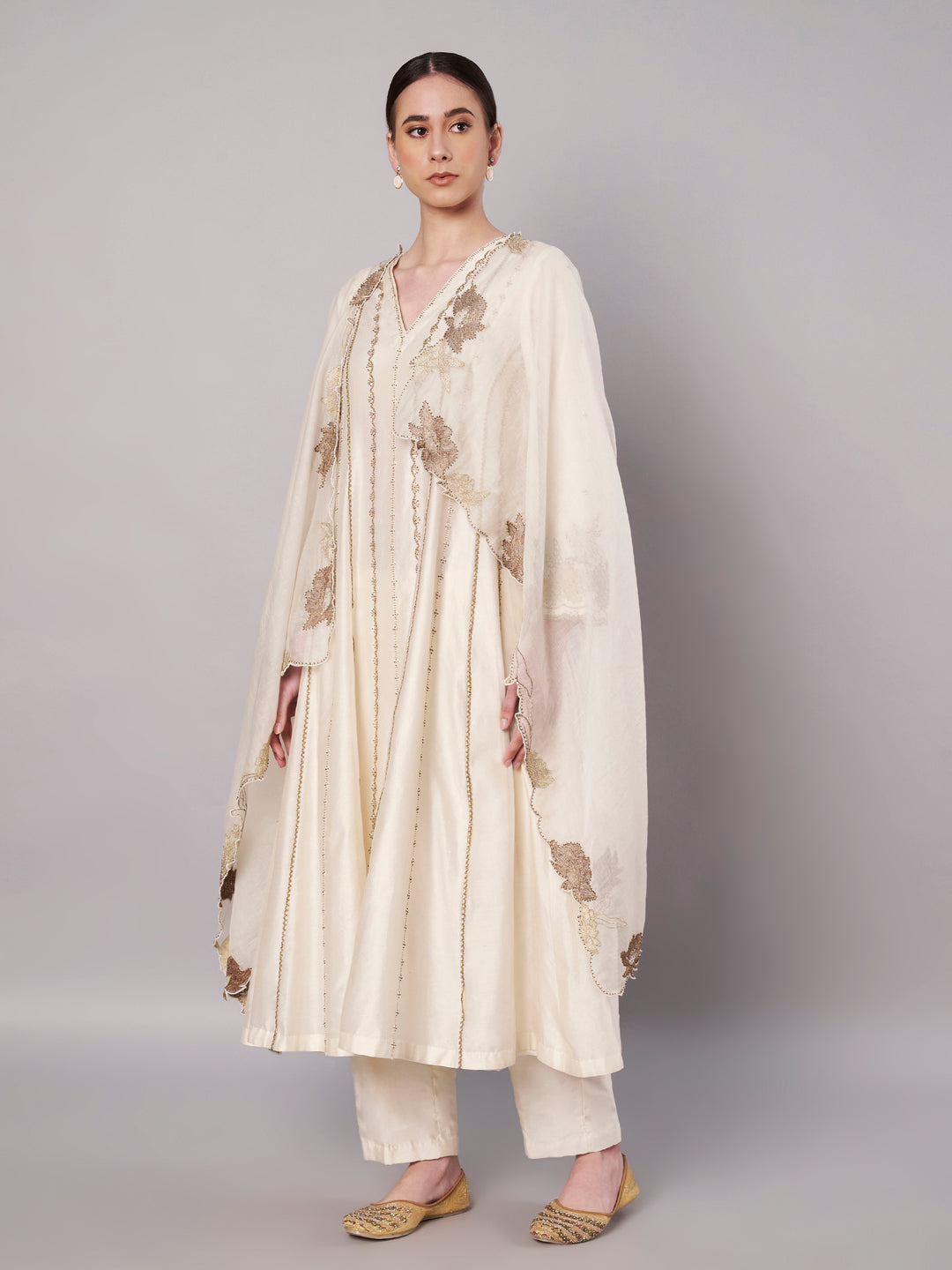 Spring Halo Anarkali Set - Ivory