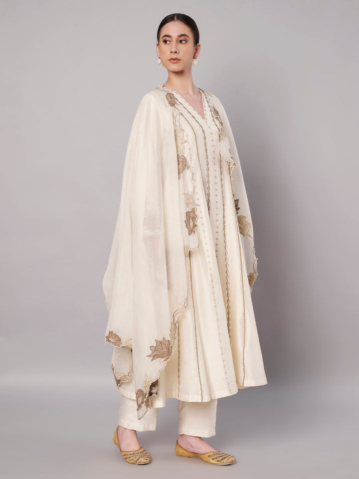 Spring Halo Anarkali Set - Ivory