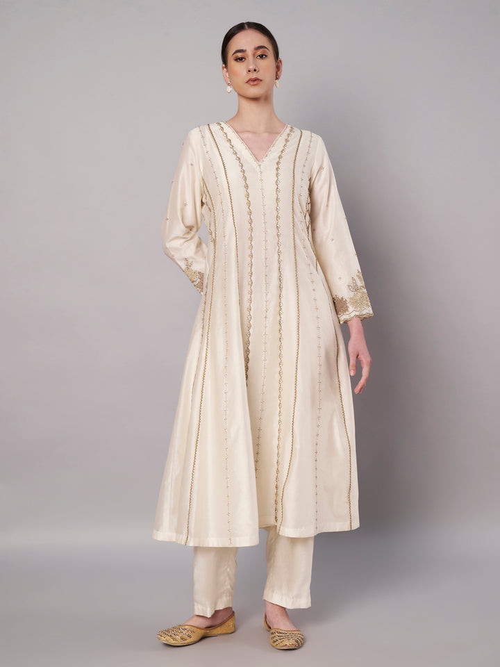 Spring Halo Anarkali Set - Ivory
