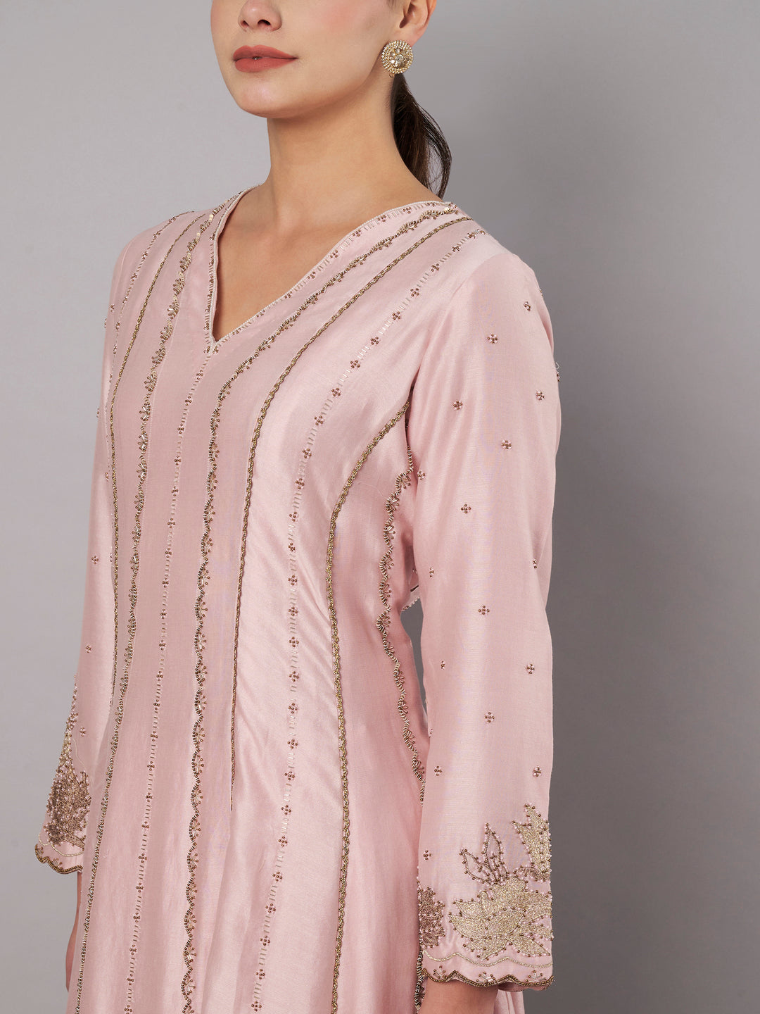 Spring Halo Anarkali Set - Muted Rose