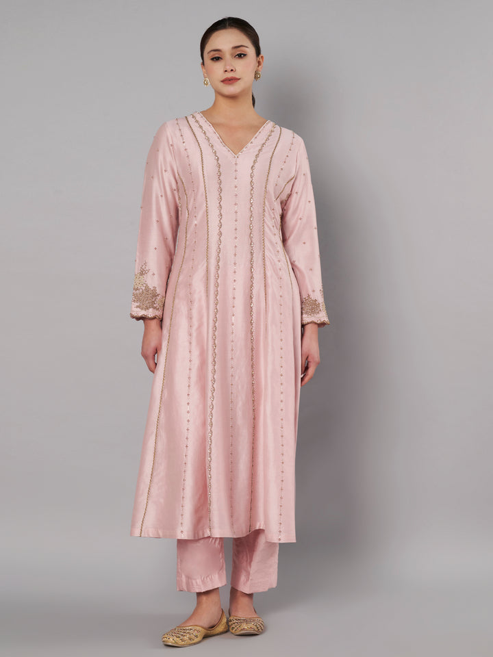 Spring Halo Anarkali Set - Muted Rose