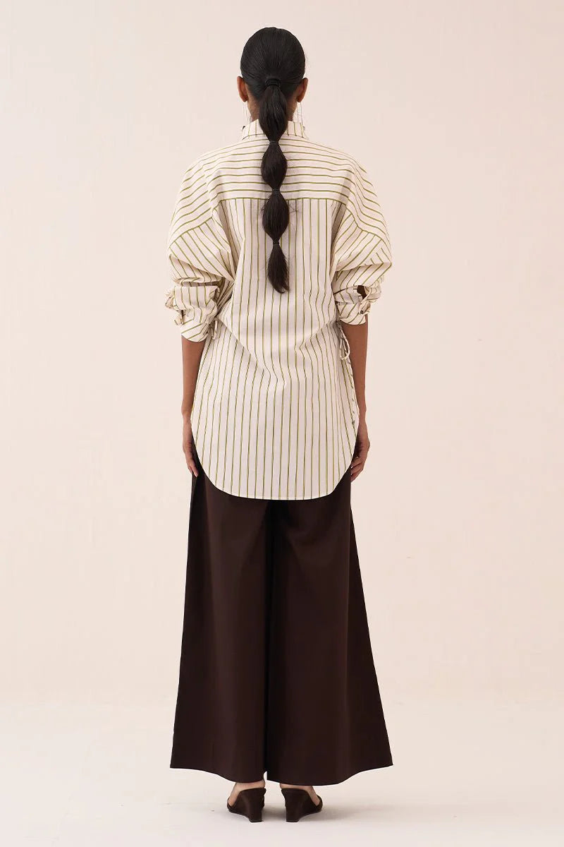 Side Drawstring Stripe Shirt Co-Ord (Set Of 2)