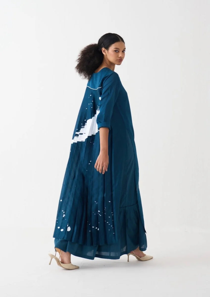 Splash Print Back Pleat Dress