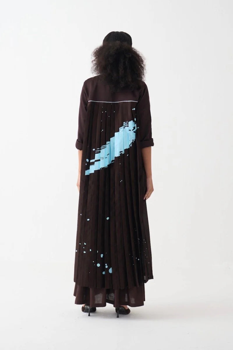 Splash Print Back Pleat Dress