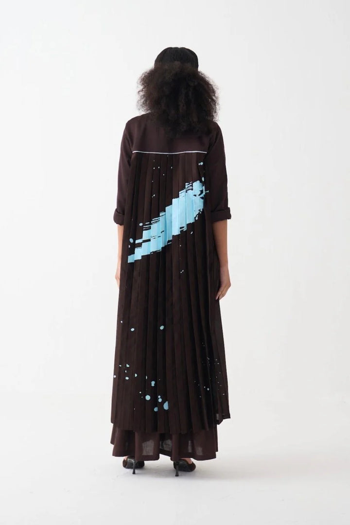 Splash Print Back Pleat Dress