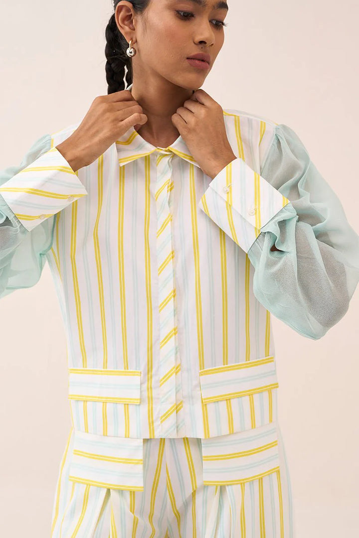 Stripe Anti-Fit Crop Shirt