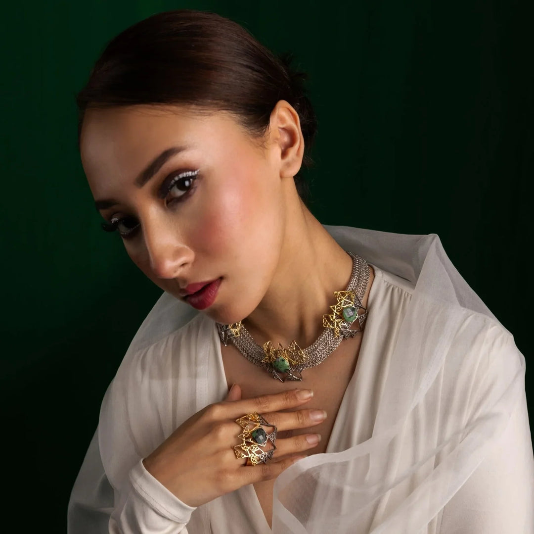 Titilating Triangles Gold Plated Neckpiece