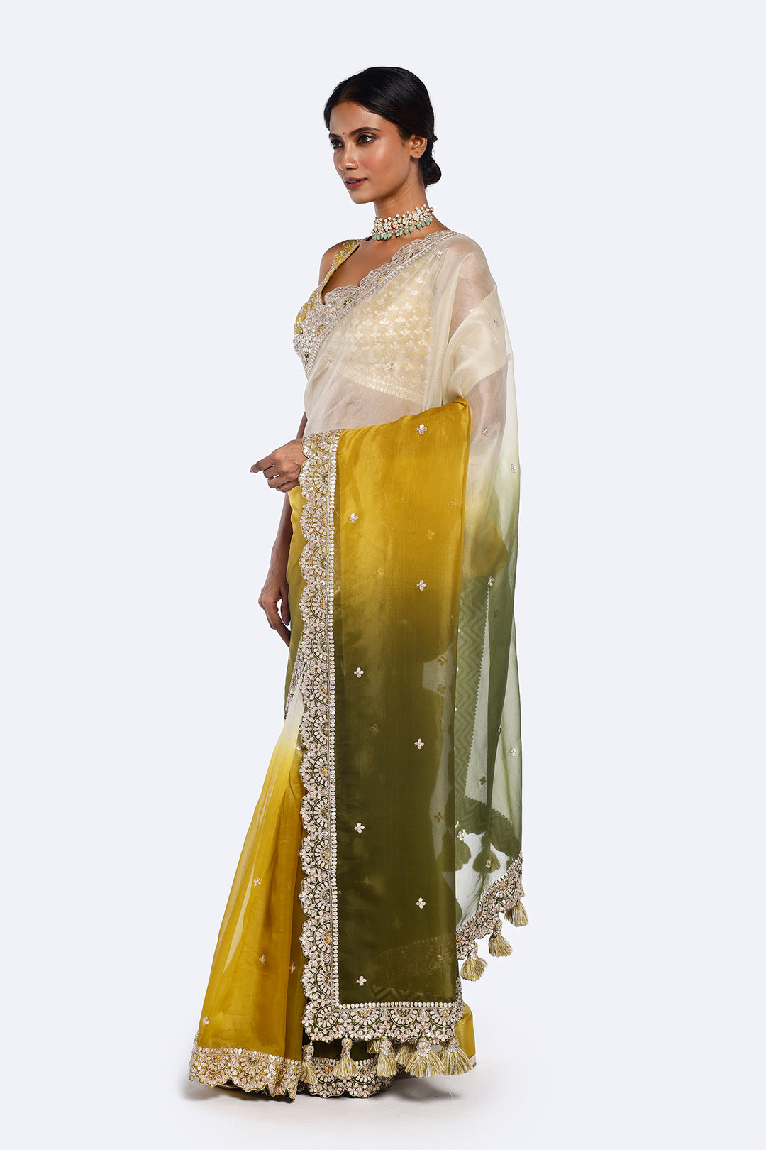 Triple Toned Organza Saree