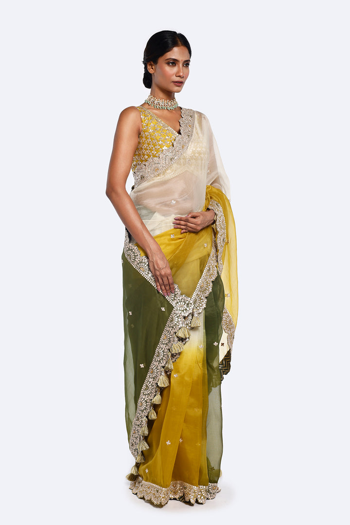Triple Toned Organza Saree