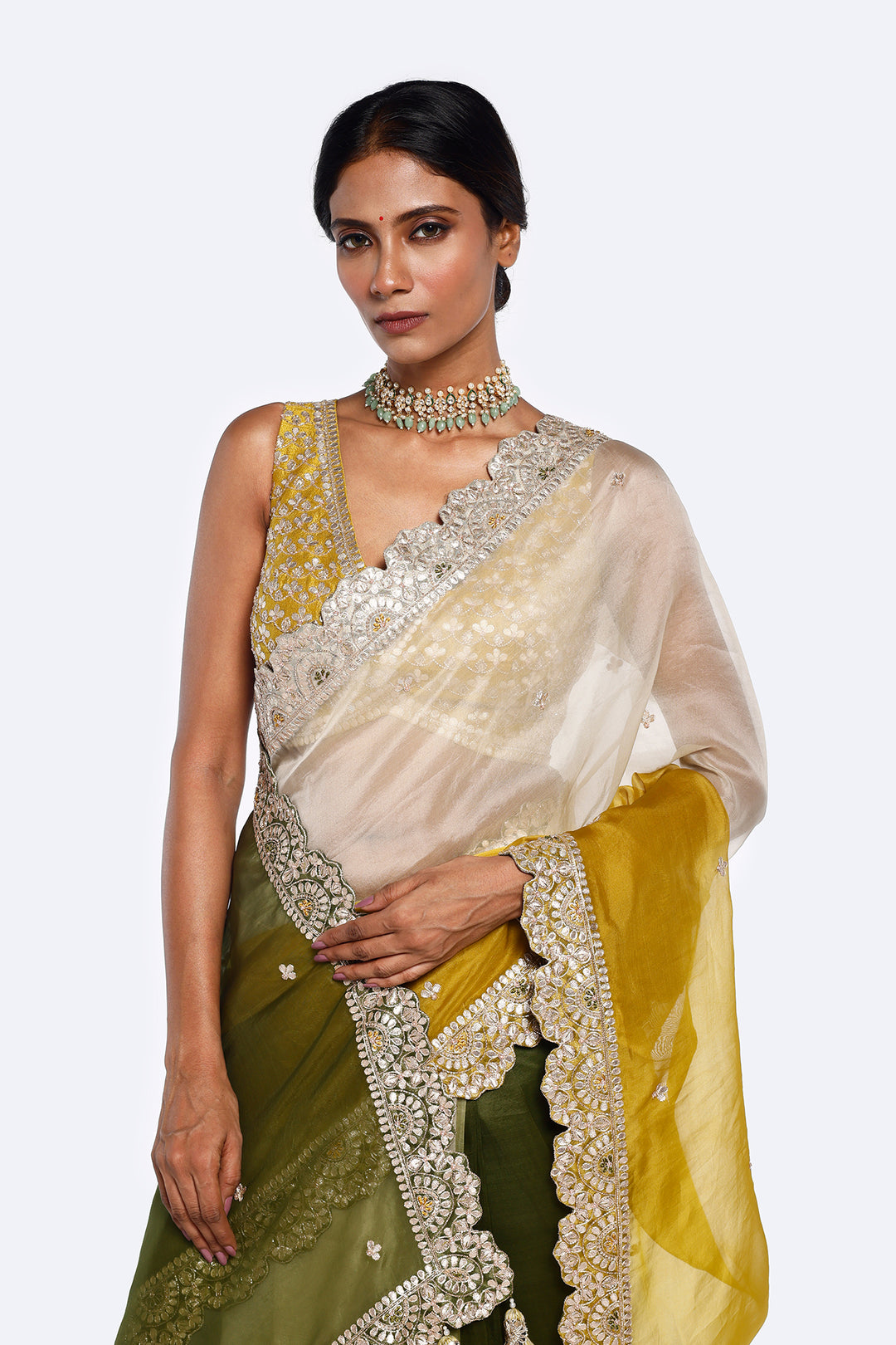 Triple Toned Organza Saree