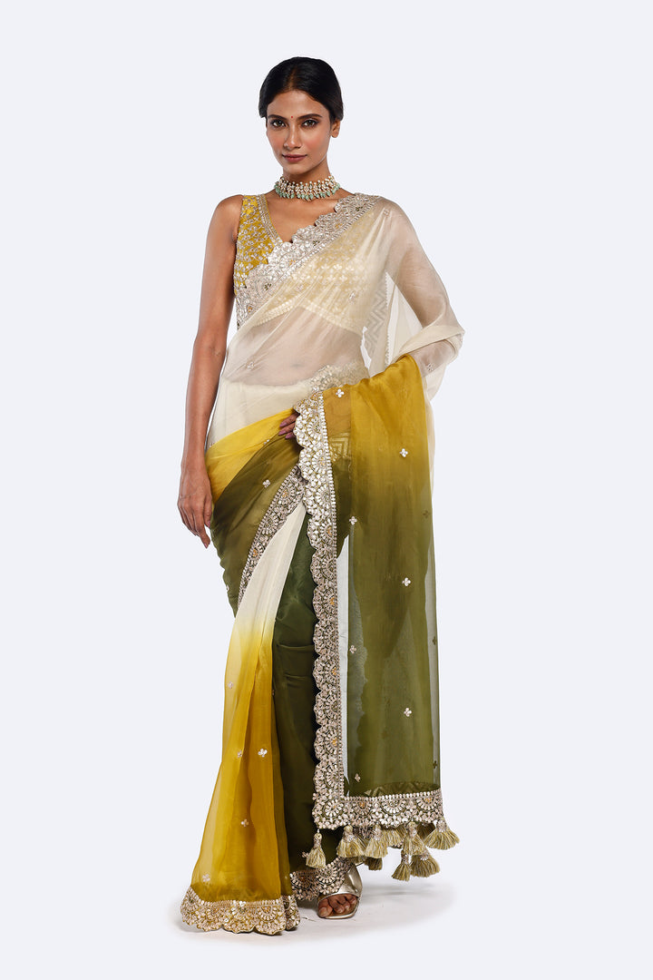Triple Toned Organza Saree