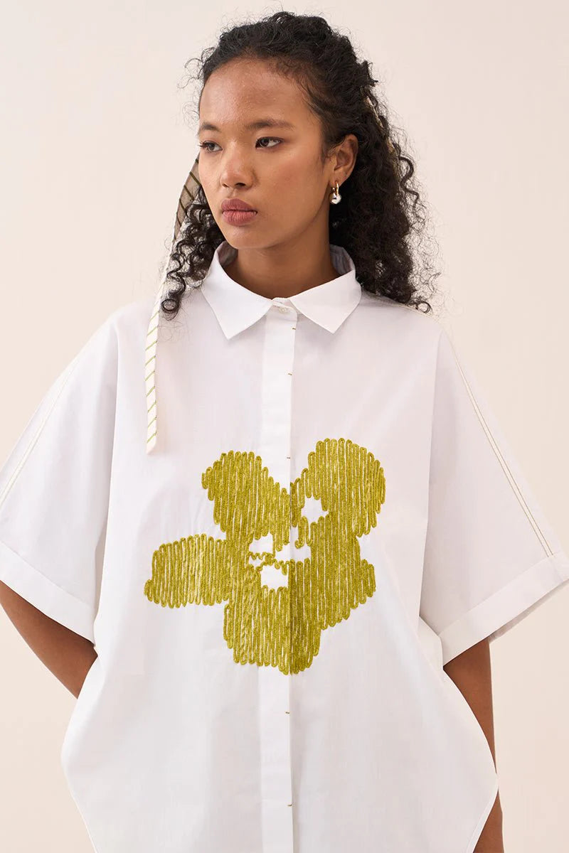 U-Hem Floral Emb. Shirt