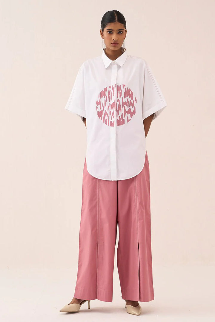 U-Hem Circle Emb. Shirt Co-Ord (Set Of 2)