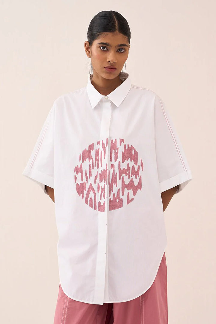 U-Hem Circle Emb. Shirt Co-Ord (Set Of 2)