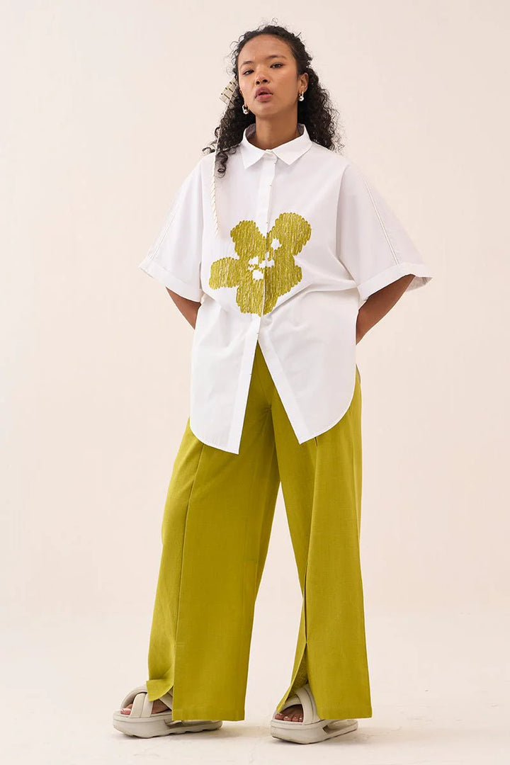 U-Hem Floral Emb. Shirt Co-Ord (Set Of 2)