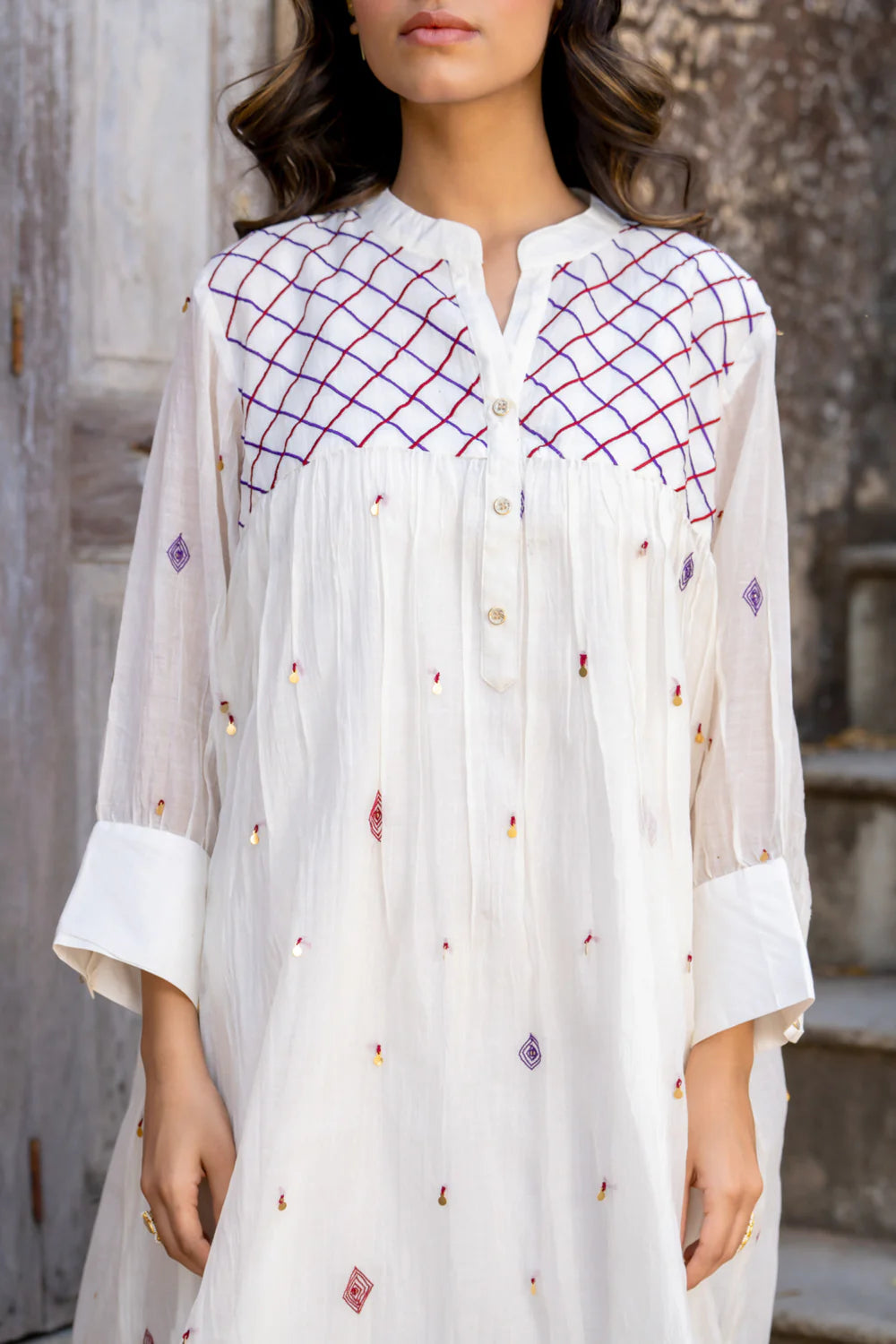 White Gathered Dress