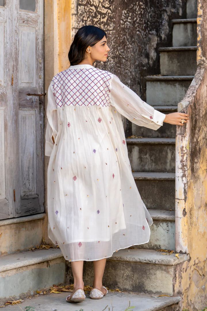 White Gathered Dress